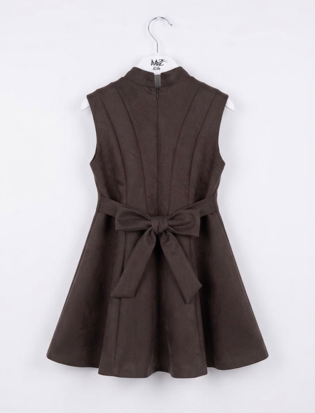 Compleu Elegant pentru Fetițe din 4 Piese cu Palton Crem, Rochie Maro și Accesorii Asortate