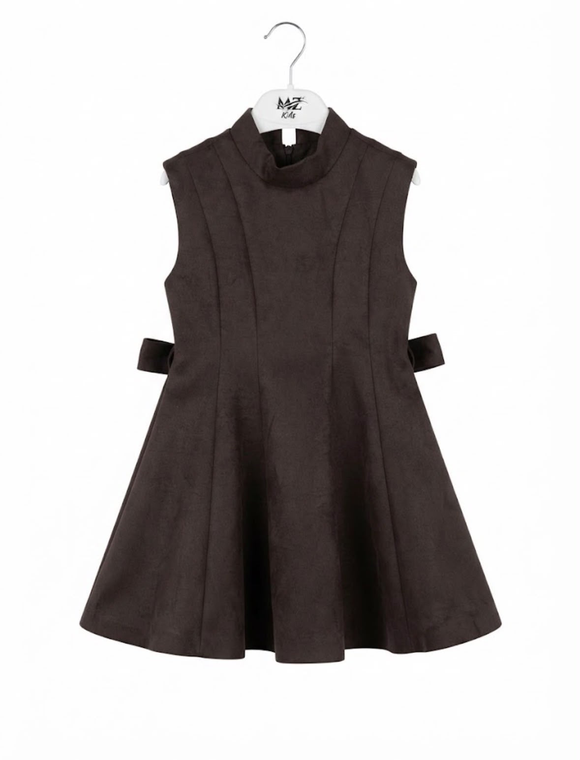 Compleu Elegant pentru Fetițe din 4 Piese cu Palton Crem, Rochie Maro și Accesorii Asortate